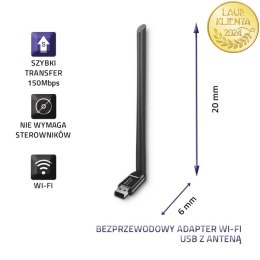 Qoltec Bezprzewodowy adapter Wi-Fi USB z anteną | standard N
