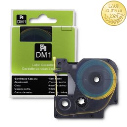 Qoltec Rurka termokurczliwa do drukarek DYMO D1/DM1 | 12mm*1.5m | Żółta | Czarny nadruk
