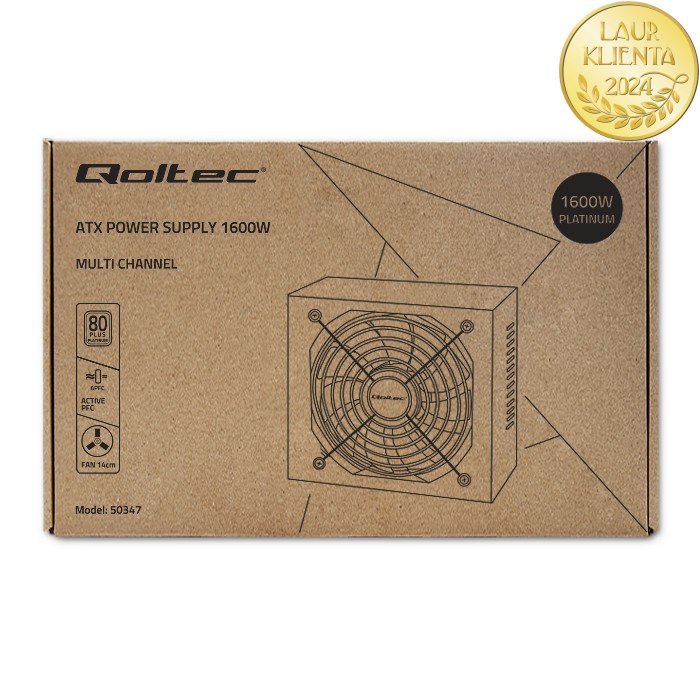 Qoltec Zasilacz ATX 1600W | 80 plus Platinum | Gaming Miner
