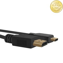 Qoltec Kabel HDMI A męski | Micro HDMI D męski | 1m
