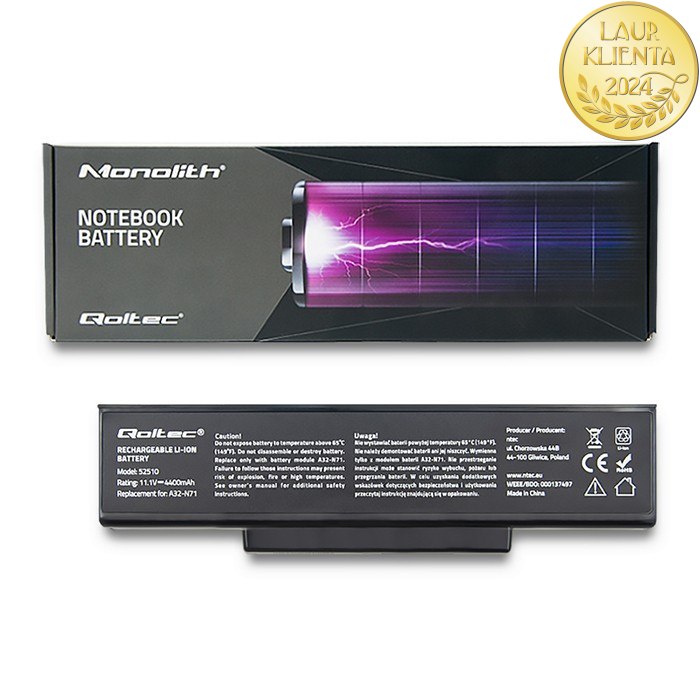 Qoltec Bateria do Asus A32-K72 | K72J | 4400mAh | 10.8-11.1V