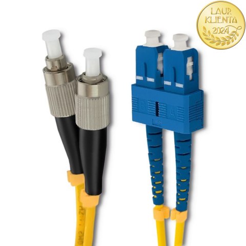 Qoltec Patchcord światłowodowy SC/UPC - FC/UPC | Singlemode | 9/125 | G652D | Duplex | 1m