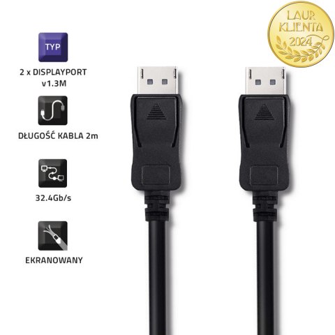 Qoltec DisplayPort v1.3 męski | DisplayPort v1.3 męski | 8K | 2m