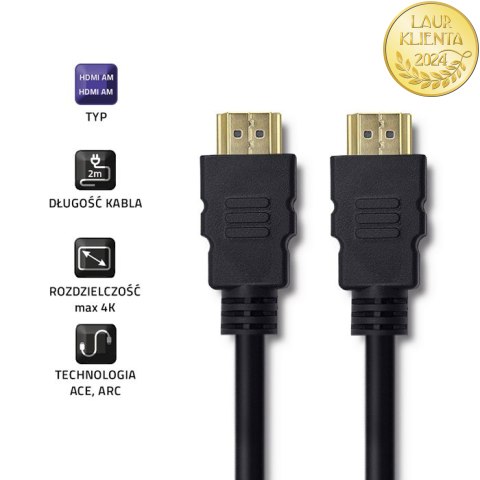 Qoltec Kabel HDMI v1.4 | High speed | 4K | 30Hz| 30AWG | GOLD | 2m
