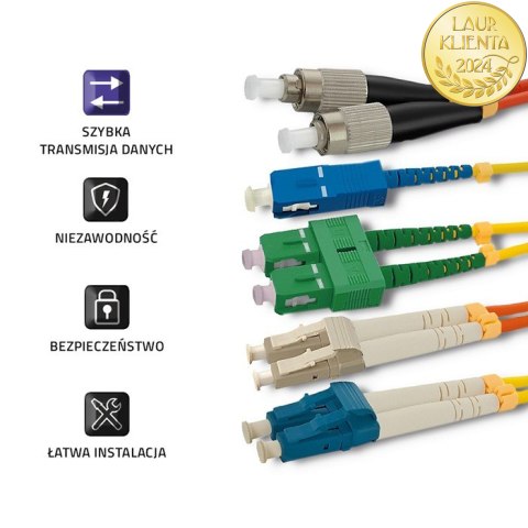 Qoltec Patchcord światłowodowy SC/UPC - SC/UPC | Singlemode | 9/125 | G652D| Simplex | 0.5m