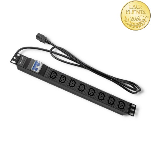 Qoltec Listwa zasilająca PDU antyprzeciążeniowa do RACK 19" | 1U | 10A | 8xIEC C13 | bezpiecznik C16 | 2m Qoltec Listwa zasilająca PDU antyprzeciążeniowa do RACK 19" | 1U | 10A | 8xIEC C13 | bezpiecznik C16 | 2m