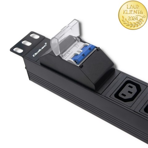 Qoltec Listwa zasilająca PDU antyprzeciążeniowa do RACK 19" | 1U | 10A | 8xIEC C13 | bezpiecznik C16 | 2m Qoltec Listwa zasilająca PDU antyprzeciążeniowa do RACK 19" | 1U | 10A | 8xIEC C13 | bezpiecznik C16 | 2m