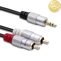 Qoltec Kabel 2x RCA / Mini Jack 3.5mm| 1m | Czarny