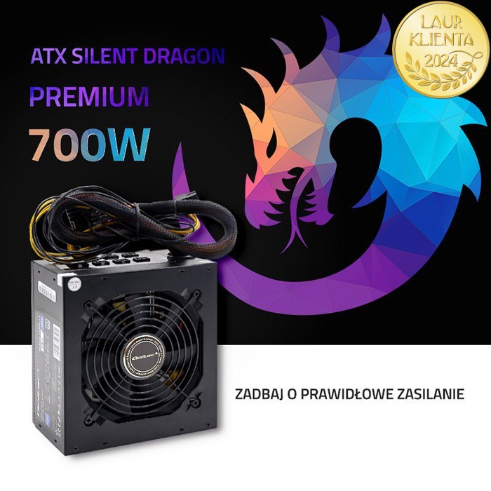Qoltec Zasilacz ATX SILENT DRAGON 700W | 80 Plus | Gaming