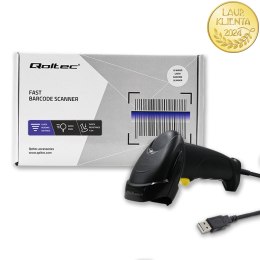 Qoltec Laserowy czytnik kodów kreskowych 1D | USB | Czarny