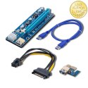 Qoltec Riser PCI-E 1x - 16x | USB 3.0 | ver. 009S | SATA / PCI-E 6 pin