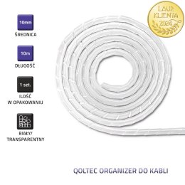Qoltec Organizer do kabli 10mm | 10m | Biały/ transparentny