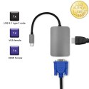 Qoltec Hub Adapter USB-C 3.1 2w1 | HDMI 4K | VGA