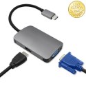 Qoltec Hub Adapter USB-C 3.1 2w1 | HDMI 4K | VGA