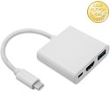 Qoltec Hub Adapter USB-C 3.1 3w1 | USB 3.0 | HDMI 4K | USB-C 3.1 PD 100W