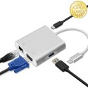 Qoltec Hub Adapter USB-C 3.1 4w1 | USB 3.0 | VGA | RJ45 | USB-C PD 92W