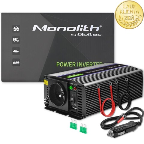 Qoltec Przetwornica napięcia Monolith 1200 MS Wave | 12V na 230V | 600/1200W | USB