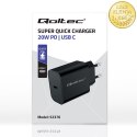 Qoltec Ładowarka Super Quick PD | USB-C | 20W | 5-12V | 1.67-3A | Czarna
