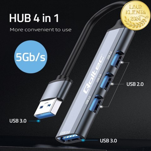 Qoltec Hub Adapter USB 3.0 4w1 | USB 3.0 | 3x USB 2.0