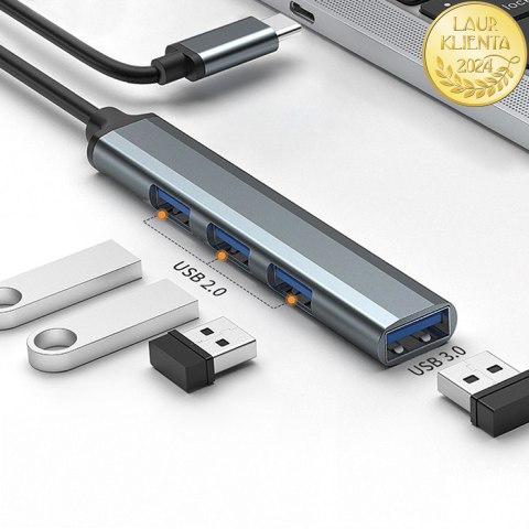 Qoltec Hub Adapter USB-C 3.1 4w1 | USB 3.0 | 3x USB 2.0