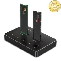 Qoltec Stacja dokująca dysków SSD M.2 | NVMe| SATA | USB-C | DUAL 2 x 2TB