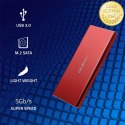 Qoltec Aluminiowa Obudowa | Kieszeń na dysk M.2 SSD | SATA | NGFF | USB 3.0 | Super speed 5Gb/s | 2TB | Czerwony