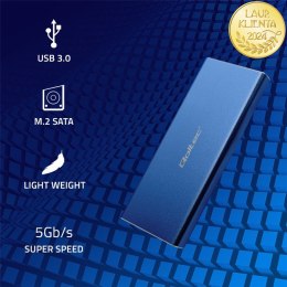 Qoltec Aluminiowa Obudowa | Kieszeń na dysk M.2 SSD | SATA | NGFF | USB 3.0 | Super speed 5Gb/s | 2TB | Niebieski
