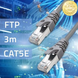 Qoltec Kabel Patchcord FTP | CAT5e | 2 x RJ-45 | 3m | High speed | Gold | Ekranowany