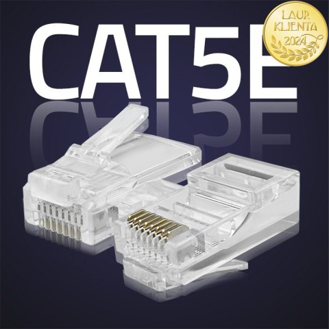Qoltec Wtyk przelotowy złącze RJ45 | CAT5e | UTP | Pass Through | Pozłacane styki | 10 sztuk