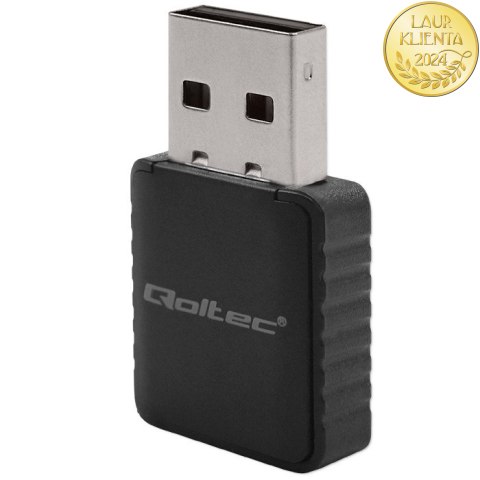 Qoltec Bezprzewodowy Ultra szybki DUAL mini WiFi adapter 2 x 2dBi | Standard AC | USB 3.0 | 1300Mbps