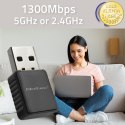 Qoltec Bezprzewodowy Ultra szybki DUAL mini WiFi adapter 2 x 2dBi | Standard AC | USB 3.0 | 1300Mbps