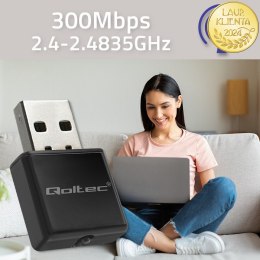 Qoltec Bezprzewodowy Ultra szybki mini adapter NANO WiFi Standard N | USB2.0 | 300Mbps