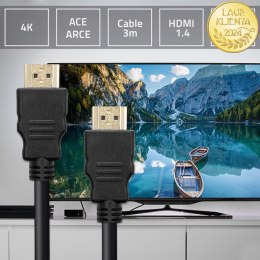 Qoltec Kabel HDMI v1.4 | High speed | 4K | 30Hz | 30AWG | 3D | GOLD | 3m