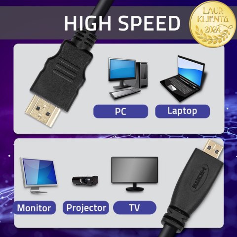 Qoltec Kabel HDMI v1.4 | Micro HDMI | High speed | 4K | 30Hz | GOLD | 3m