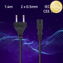 Qoltec Kabel zasilający | 2pin | IEC C7 / CEE 7/26 | 1.4m