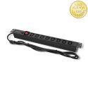 Qoltec Listwa zasilająca PDU antyprzeciążeniowa do RACK 19" | 1U | 10A | 8xIEC C13 | 2m