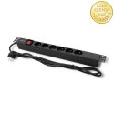 Qoltec Listwa zasilająca PDU do RACK 19'' | 1U | 16A | 6xFRENCH | 2m