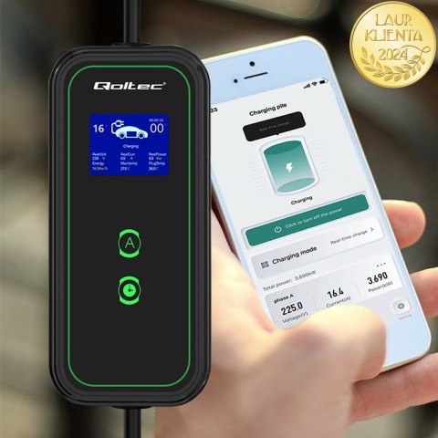 Qoltec Mobilna ładowarka do samochodu elektrycznego EV z regulacją 2w1 Typ2 | 3.5kW | 230V | Wi-fi | LCD | Przenośna | Wallbox | Qoltec Mobilna ładowarka do samochodu elektrycznego EV z regulacją 2w1 Typ2 | 3.5kW | 230V | Wi-fi | LCD | Przenośna | Wallbox |