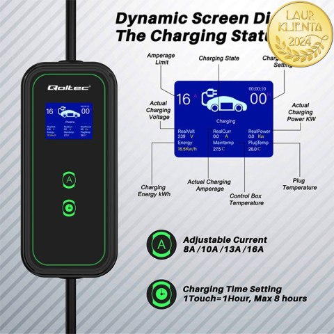 Qoltec Mobilna ładowarka do samochodu elektrycznego EV z regulacją 2w1 Typ2 | 3.5kW | 230V | Wi-fi | LCD | Przenośna | Wallbox | Qoltec Mobilna ładowarka do samochodu elektrycznego EV z regulacją 2w1 Typ2 | 3.5kW | 230V | Wi-fi | LCD | Przenośna | Wallbox |