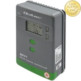 Qoltec Solarny regulator ładowania MPPT z czujnikiem temperatury 20A |12V / 24V | LCD | 2 x USB