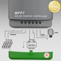 Qoltec Solarny regulator ładowania MPPT z czujnikiem temperatury 20A |12V / 24V | LCD | 2 x USB