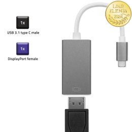 Qoltec Adapter przejściówka USB-C 3.1 | DisplayPort | 4K | MHL | Aluminiowy