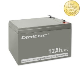 Qoltec Akumulator AGM | 12V | 12Ah | Bezobsługowy | Wydajny | LongLife | do UPS, security