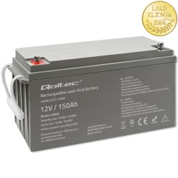 Qoltec Akumulator AGM | 12V | 150Ah | 40.1kg | Bezobsługowy | Mocny | LongLife | do UPS, kampera, łodzi, pieca