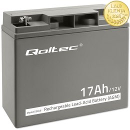 Qoltec Akumulator AGM | 12V | 17Ah | Bezobsługowy | Wydajny | LongLife | do UPS, skutera