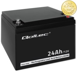 Qoltec Akumulator AGM | 12V | 24Ah | Bezobsługowy | Wydajny | LongLife | do UPS, skutera