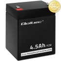 Qoltec Akumulator AGM | 12V | 4.5Ah | Bezobsługowy | Wydajny | LongLife | do UPS, wagi, kasy