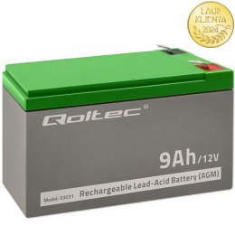 Qoltec Akumulator AGM | 12V | 9Ah | Bezobsługowy | Wydajny | LongLife | do UPS, security