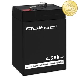 Qoltec Akumulator AGM | 6V | 4.5Ah | Bezobsługowy | Wydajny | LongLife | do UPS, wagi, kasy