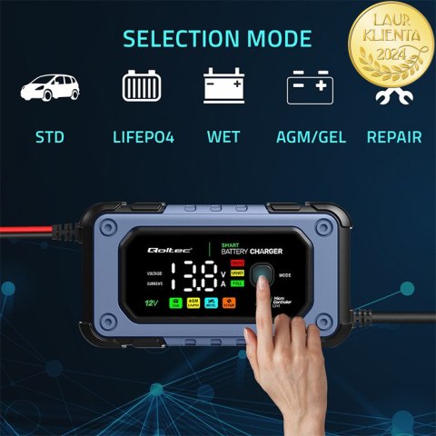 Qoltec Inteligentna mikroprocesorowa ładowarka 12V | 7A | Prostownik do akumulatora AGM LiFePO4 GEL z funkcją naprawy Qoltec Inteligentna mikroprocesorowa ładowarka 12V | 7A | Prostownik do akumulatora AGM LiFePO4 GEL z funkcją naprawy